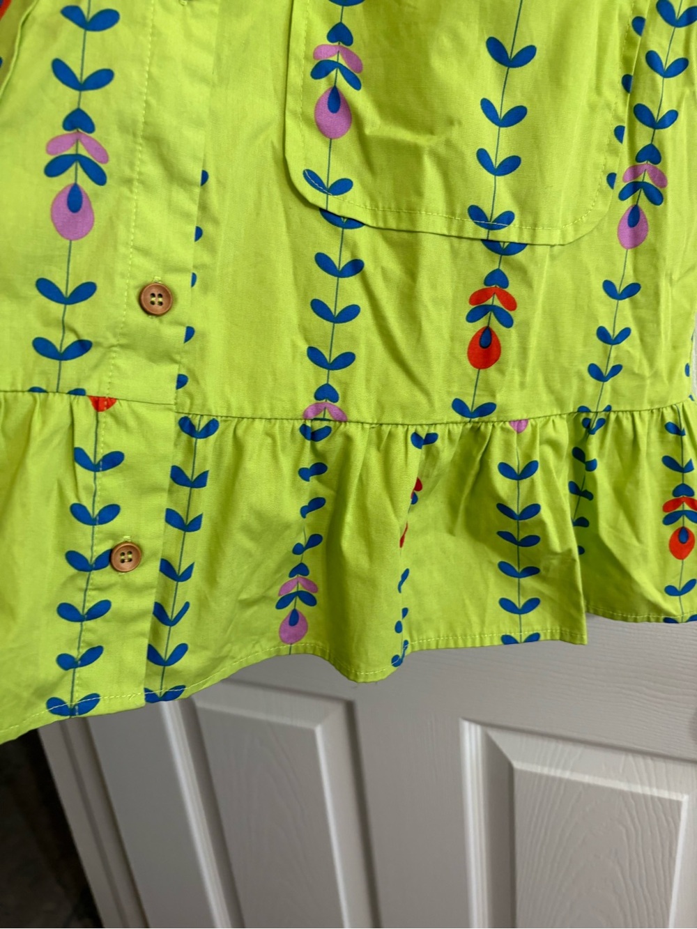 Karlie Lime Green Short-Sleeve Button Mini Floral Dress Motif Detachable Belt - Picture 5 of 7